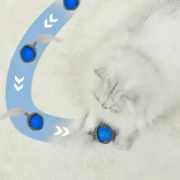 Interactive Electric Rolling Cat Toy Ball with Teaser Tail - Blue & Orange