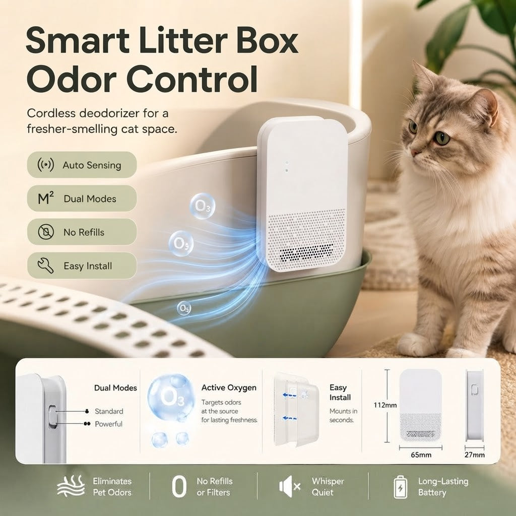 Smart Cordless Cat Litter Box Odor Purifier & Deodorizer