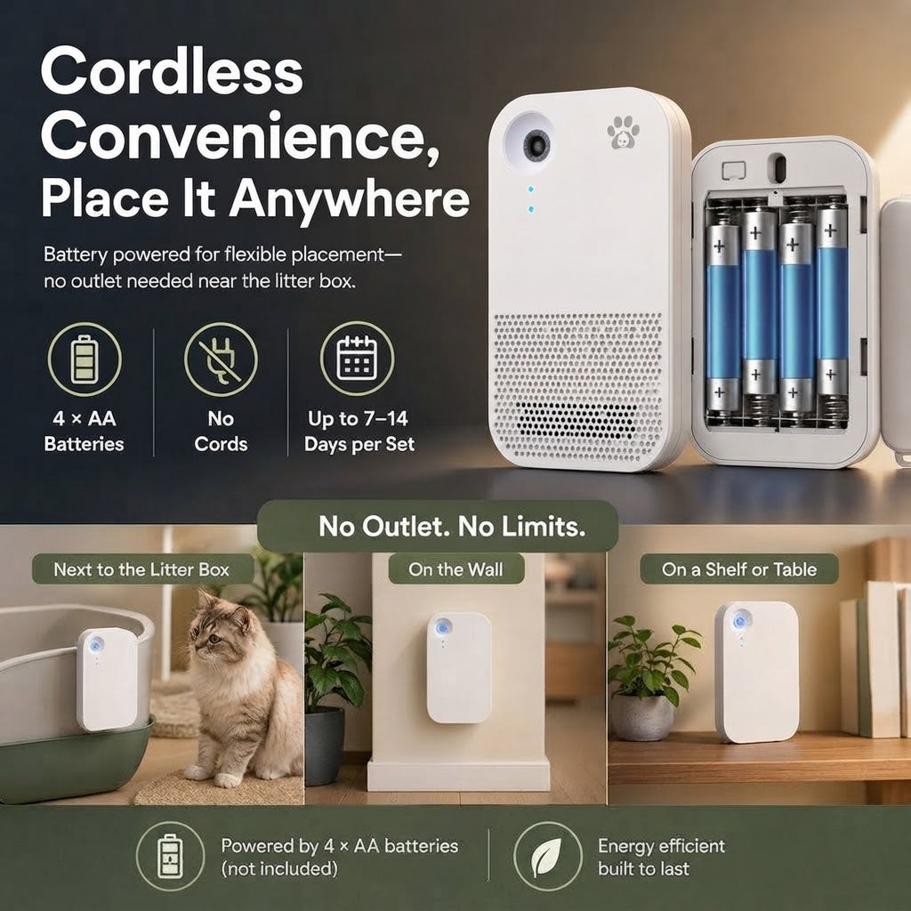 Smart Cordless Cat Litter Box Odor Purifier & Deodorizer