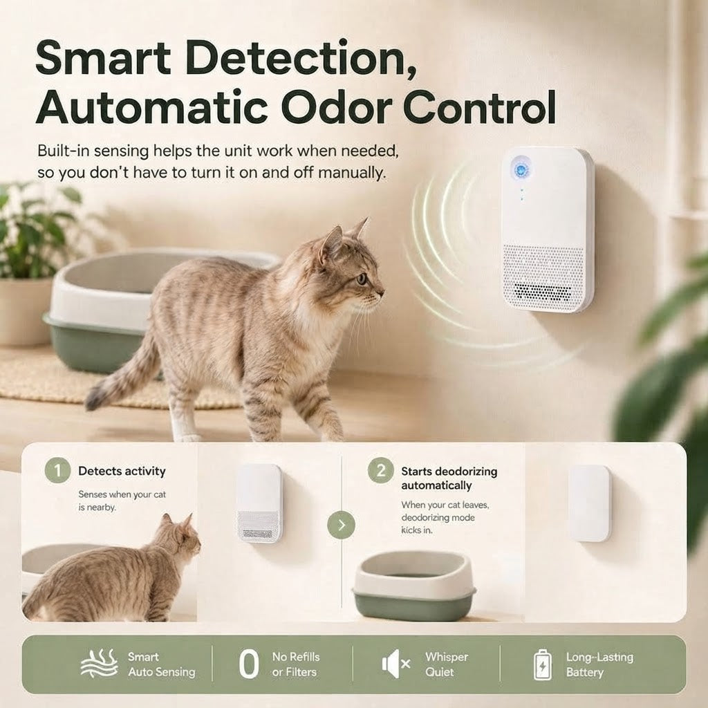 Smart Cordless Cat Litter Box Odor Purifier & Deodorizer