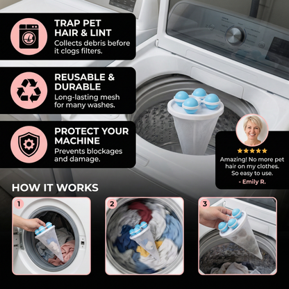Pet Hair Laundry Filter for Washing Machines – Reusable Catcher Bag