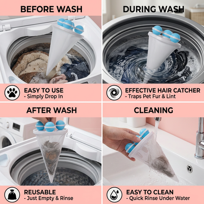 Pet Hair Laundry Filter for Washing Machines – Reusable Catcher Bag