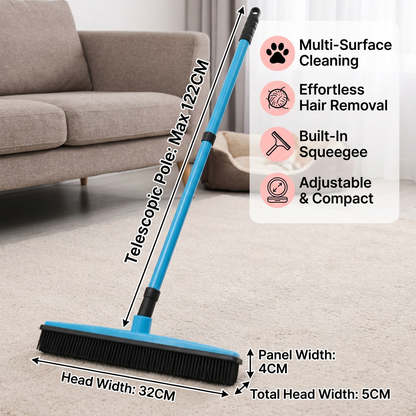 Telescopic Pet Hair Removal Broom – Multi-Surface Cleaner for Carpet, Sofa & Dog Bed