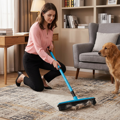 Telescopic Pet Hair Removal Broom – Multi-Surface Cleaner for Carpet, Sofa & Dog Bed