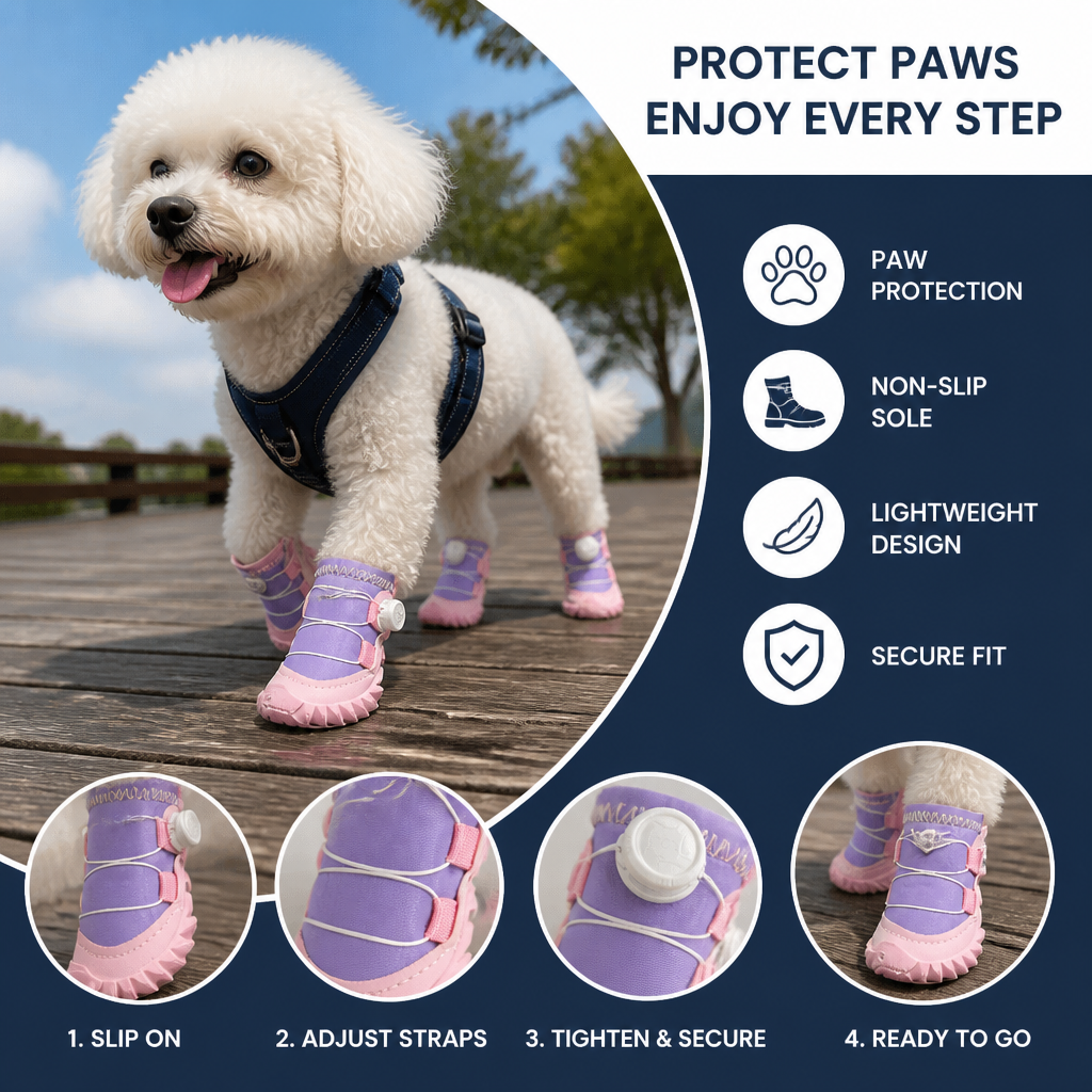 Protective Dog Shoes with Adjustable Straps for Comfortable Outdoor Walks