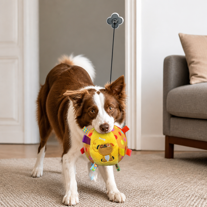 Interactive Hanging Dog Ball Toy with Elastic Play Rope & Hook