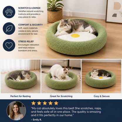 Flower Cat Scratcher Bed – Cozy 2-in-1 Scratching Lounge