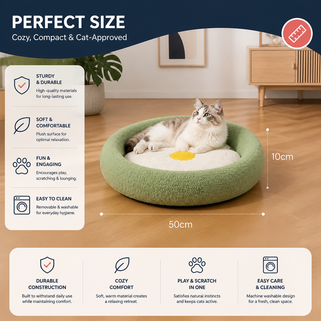 Flower Cat Scratcher Bed – Cozy 2-in-1 Scratching Lounge