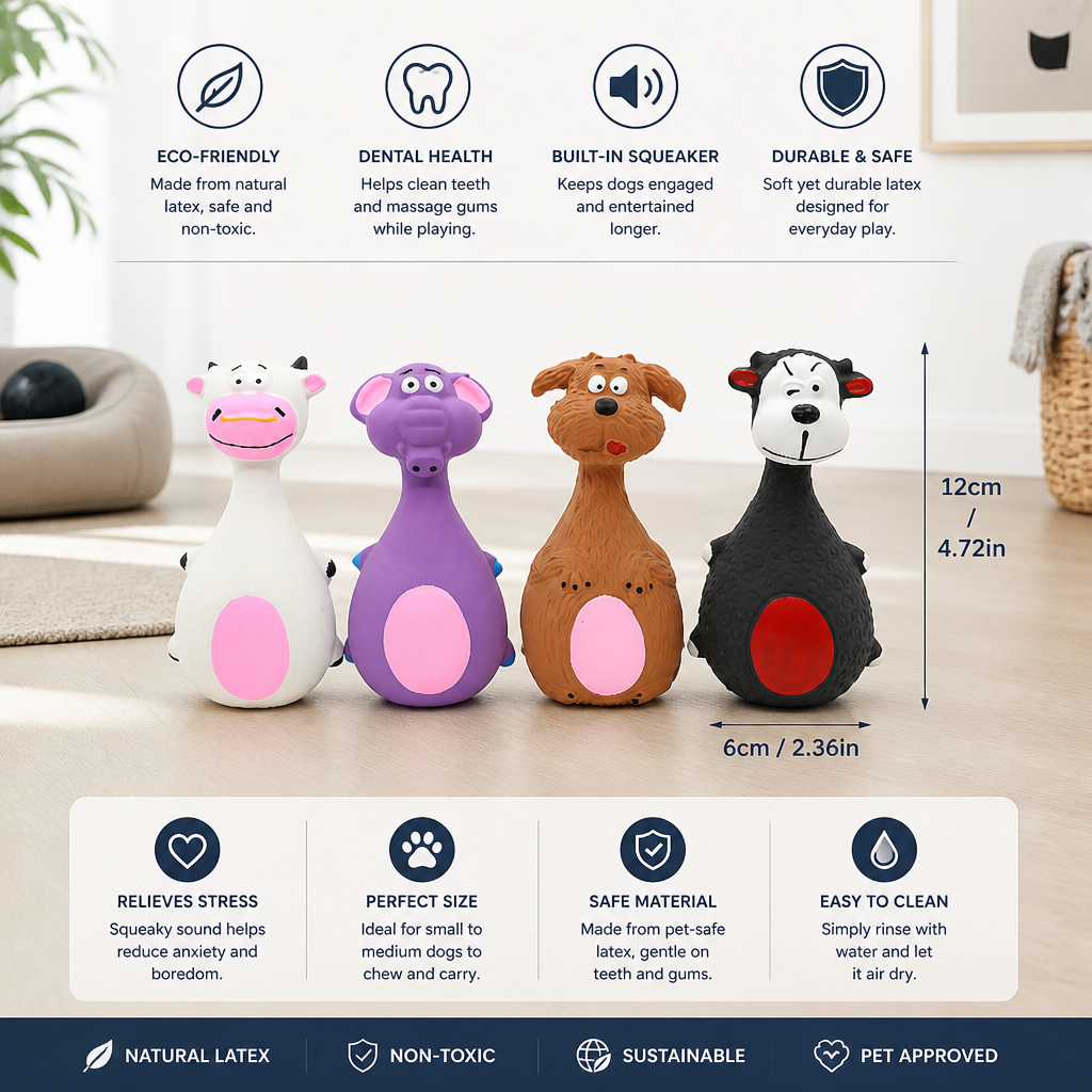 Durable Eco-Friendly Latex Squeaky Dental Dog Toy