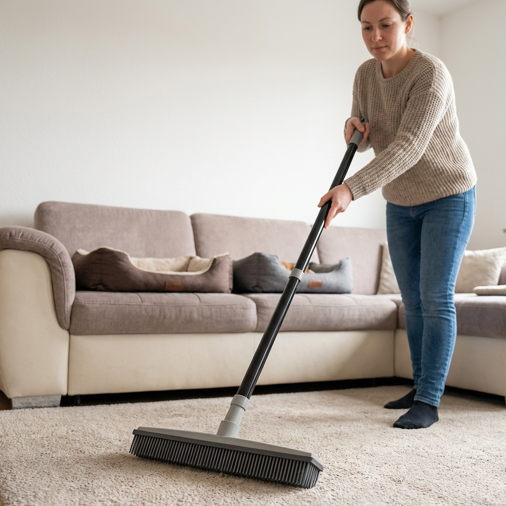 Telescopic Pet Hair Removal Broom – Multi-Surface Cleaner for Carpet, Sofa & Dog Bed