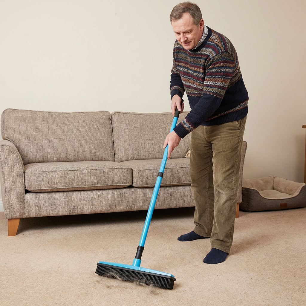 Telescopic Pet Hair Removal Broom – Multi-Surface Cleaner for Carpet, Sofa & Dog Bed