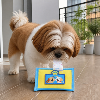 Durable Wet Wipe Snuffle Toy for Dogs – Squeaky Nosework Puzzle with Hidden Treat Pocket