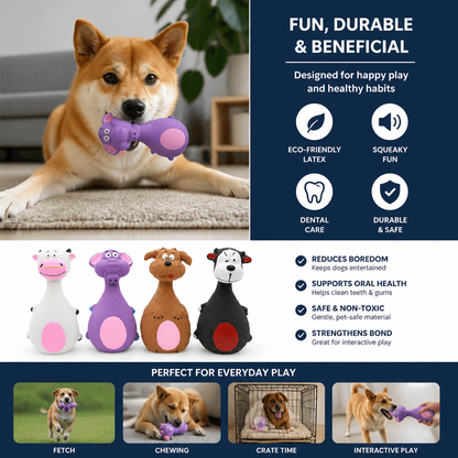 Durable Eco-Friendly Latex Squeaky Dental Dog Toy