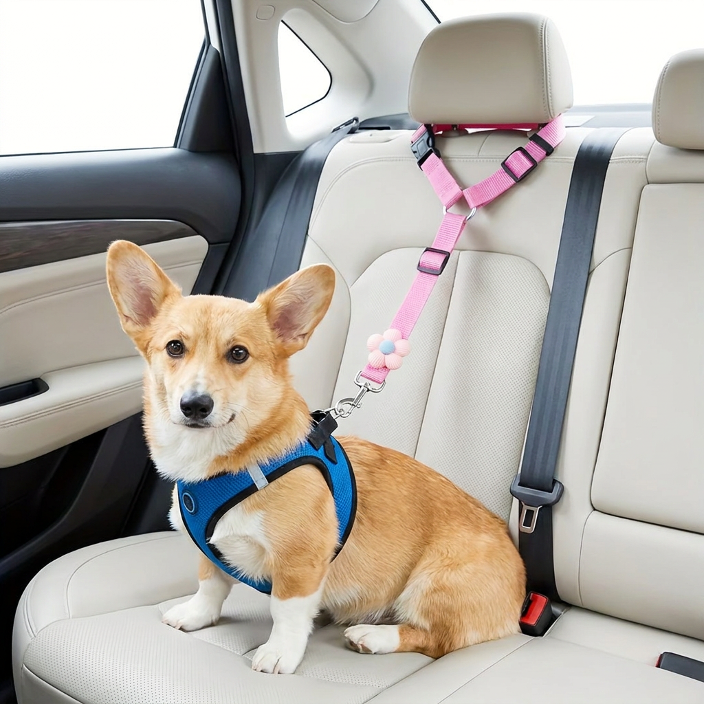 Adjustable Dog Seat Belt Harness for Safe and Comfortable Car Travel