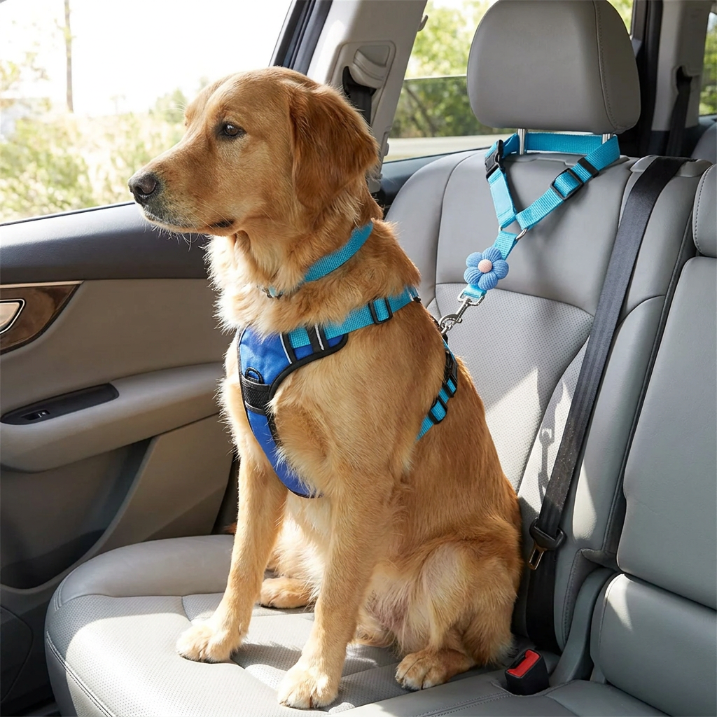 Adjustable Dog Seat Belt Harness for Safe and Comfortable Car Travel