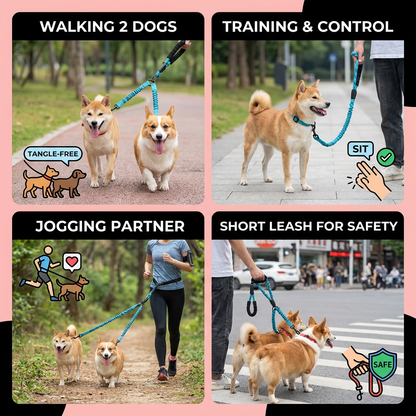 Easy Anti-Tangle Double Dog Leash