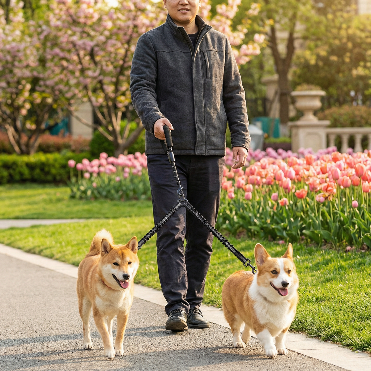 Easy Anti-Tangle Double Dog Leash