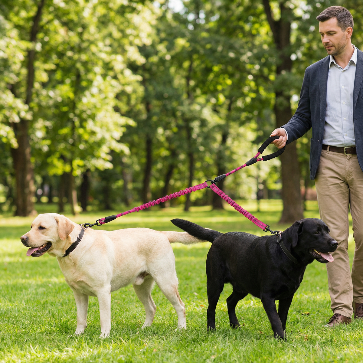 Easy Anti-Tangle Double Dog Leash