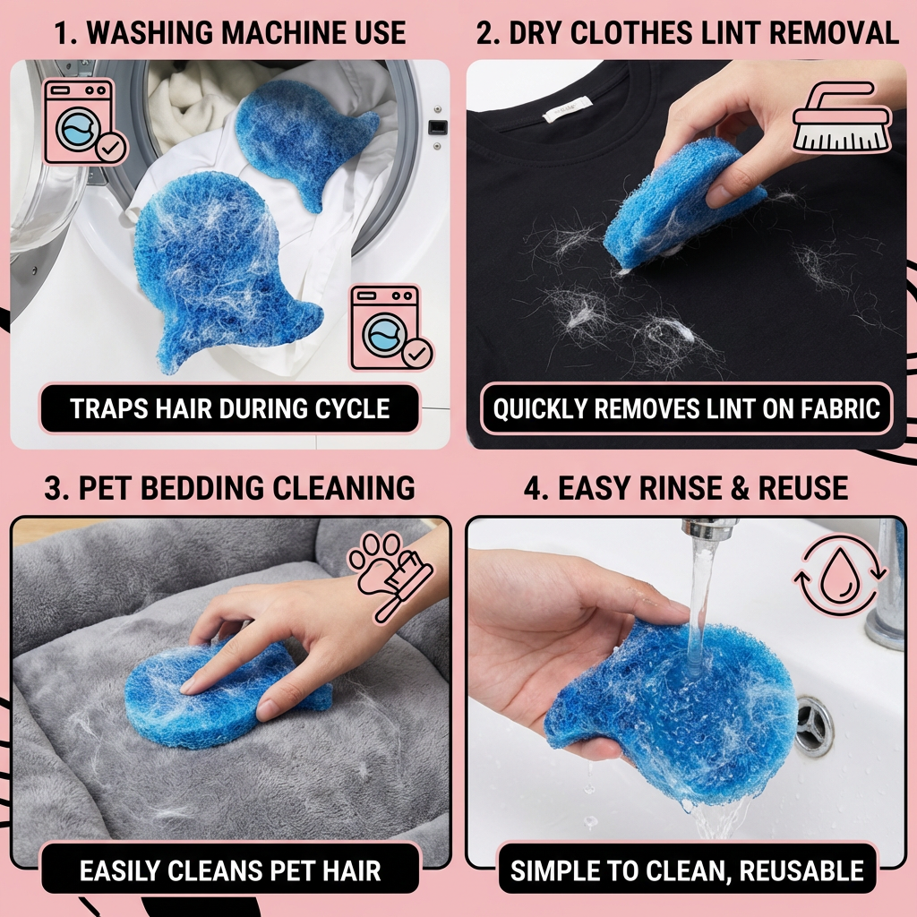 Washing Machine Pet Hair Remover – Sticky Lint Catcher for Dog & Cat