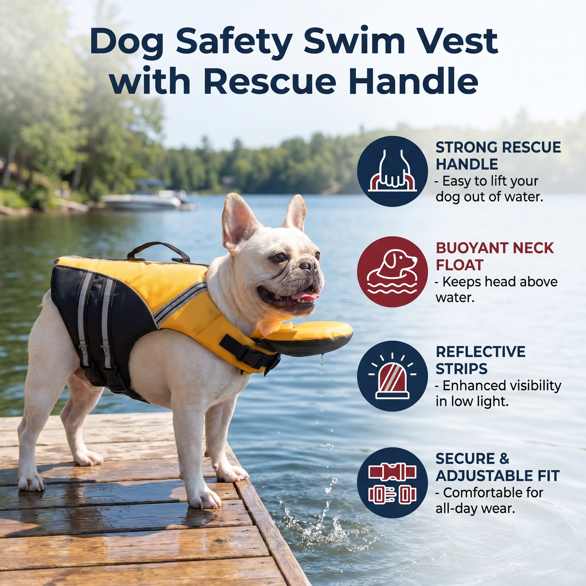 Dog Safety Swim Vest with Rescue Handle