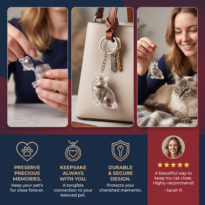 Cat Hair Keepsake Keychain – Pet Fur Memory Holder