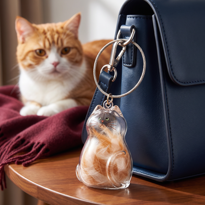 Cat Hair Keepsake Keychain – Pet Fur Memory Holder