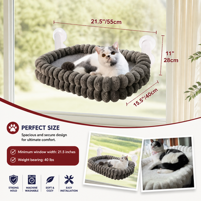 Premium Cordless Cat Window Hammock with Washable Fluffy Cover
