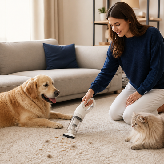 Cordless Pet Hair Hoover for Sofa and Carpet with Powerful Suction
