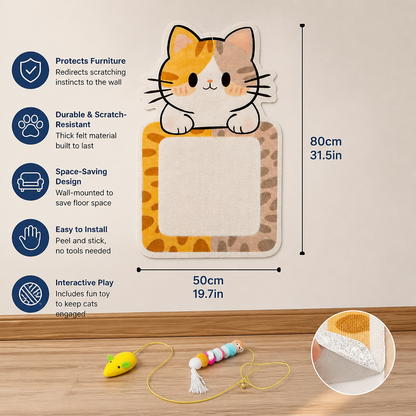 2-in-1 Wall-Mounted Cat Scratcher & Interactive Play Toy