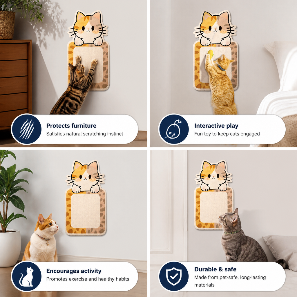 2-in-1 Wall-Mounted Cat Scratcher & Interactive Play Toy