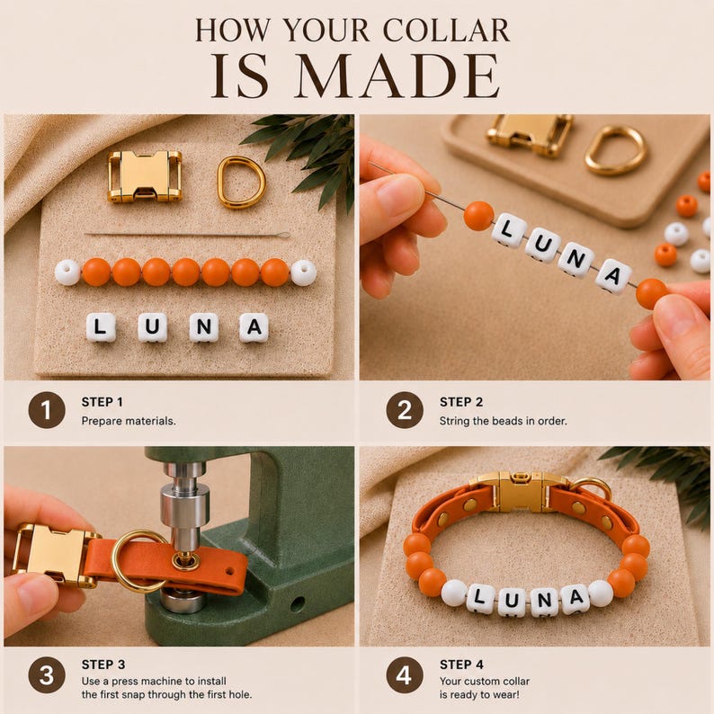 Personalized Beaded Name Collar & Leash