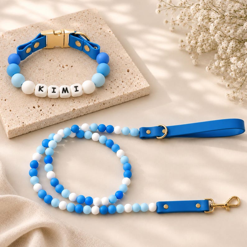 Personalized Beaded Name Collar & Leash