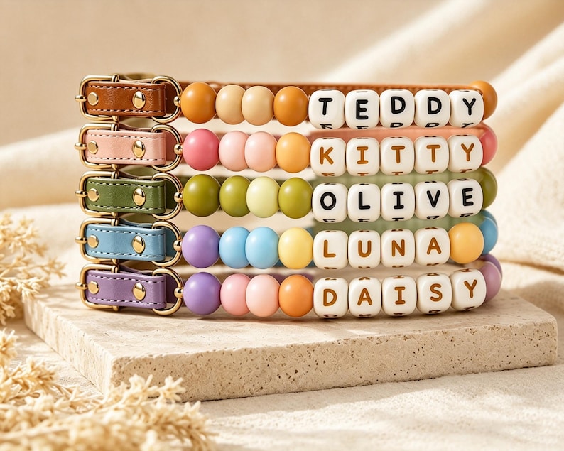 Personalized Beaded Pet Collar