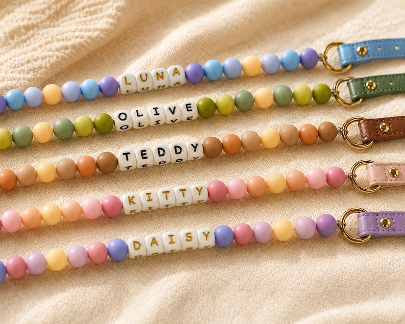 Personalized Beaded Pet Collar