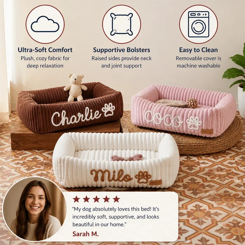Personalized Fluffy Cloud Dog Bed with Soft Bolsters
