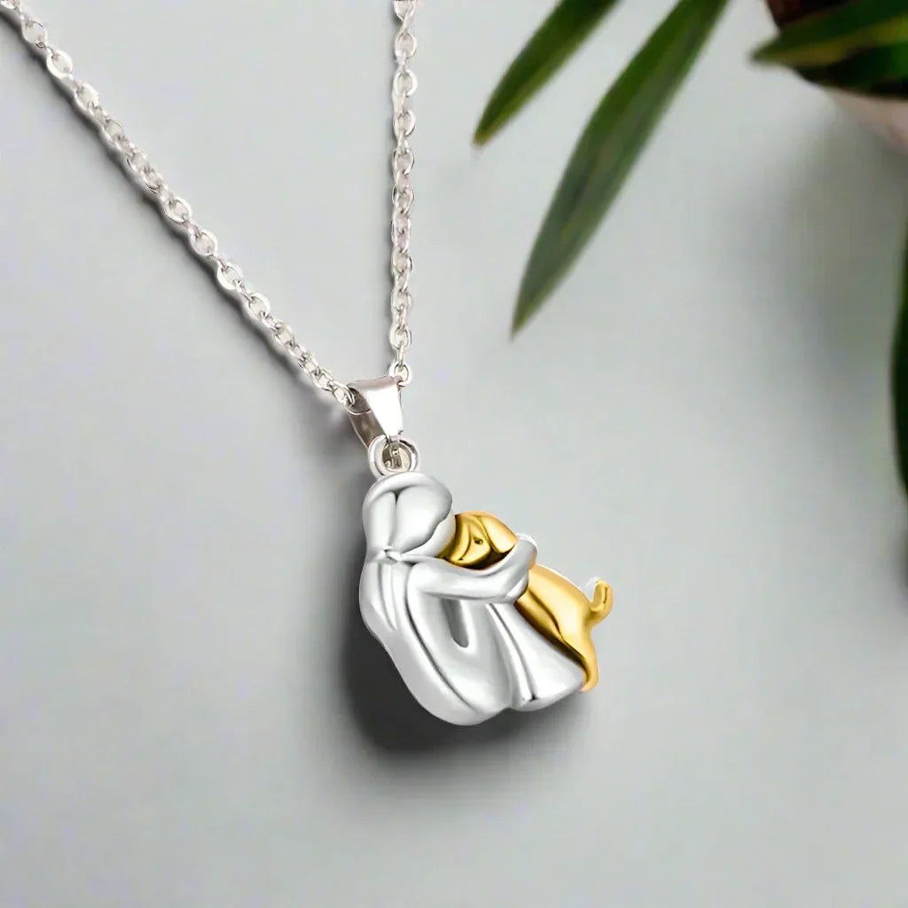 The Hug Pendant — Woman & Dog Necklace