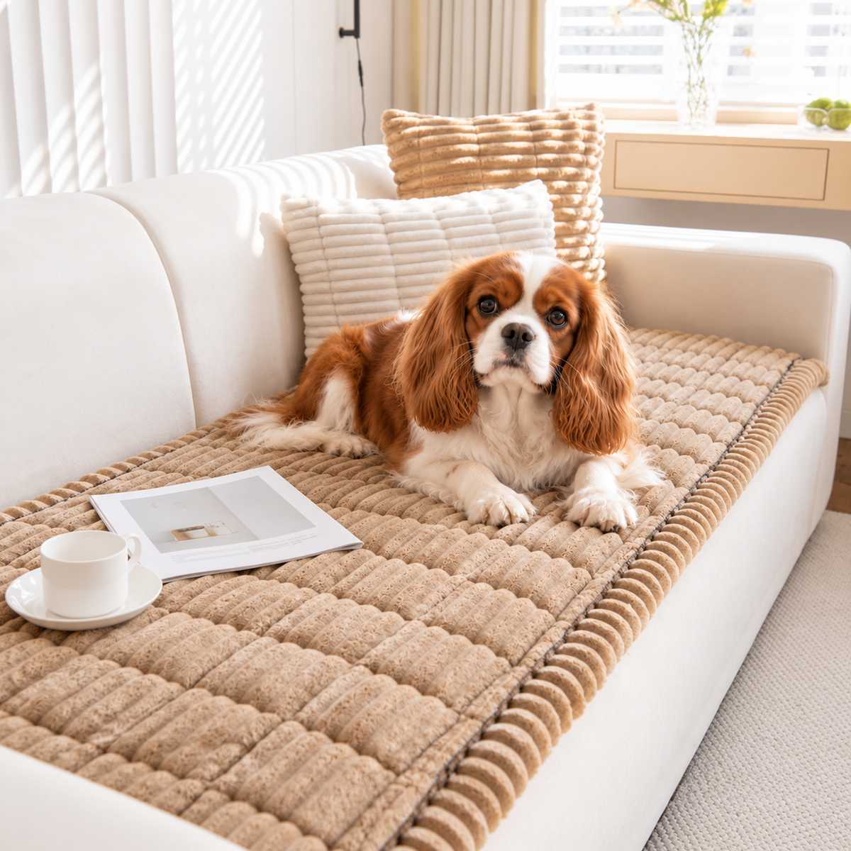 Premium Textured Corduroy Pet Sofa Cover & Protector