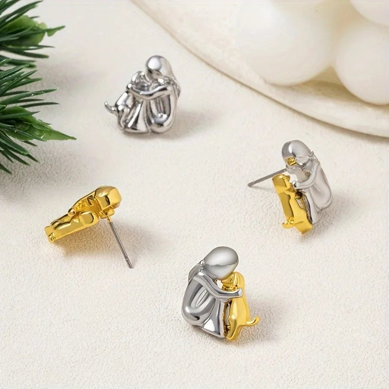 The Hug Earrings — Silver & Gold