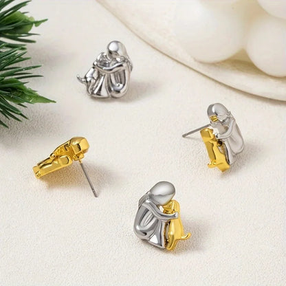 The Hug Earrings — Silver & Gold