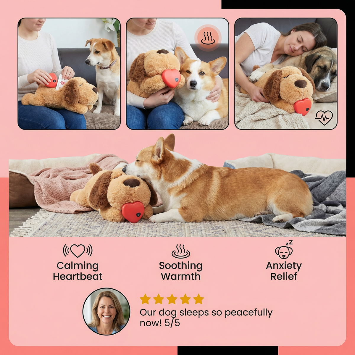 Calming Heartbeat Plush Toy for Pets – Anxiety-Relieving & Stress-Reducing