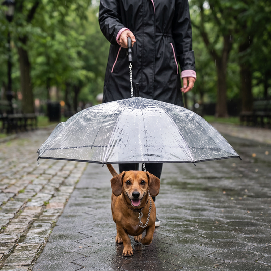Transparent Dog Umbrella with Leash for Small Dogs