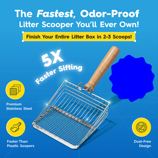 Stainless Steel Litter Scooper — Odor-Proof, Dual-Sift