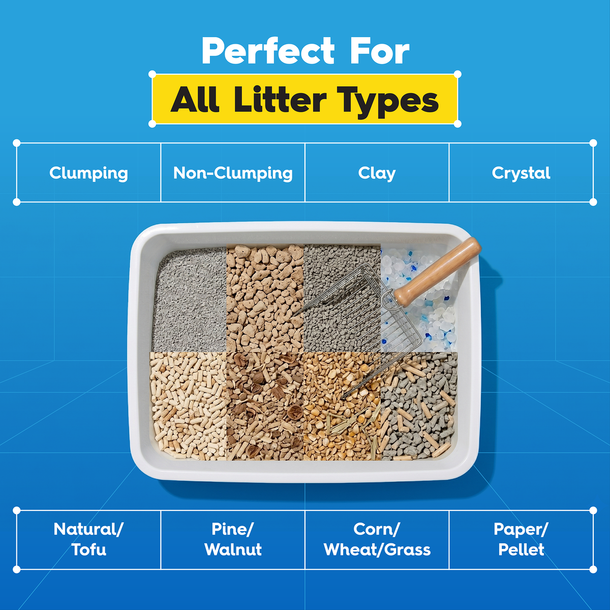 Stainless Steel Litter Scooper — Odor-Proof, Dual-Sift