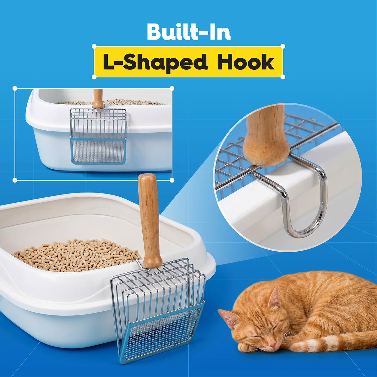 Stainless Steel Litter Scooper — Odor-Proof, Dual-Sift