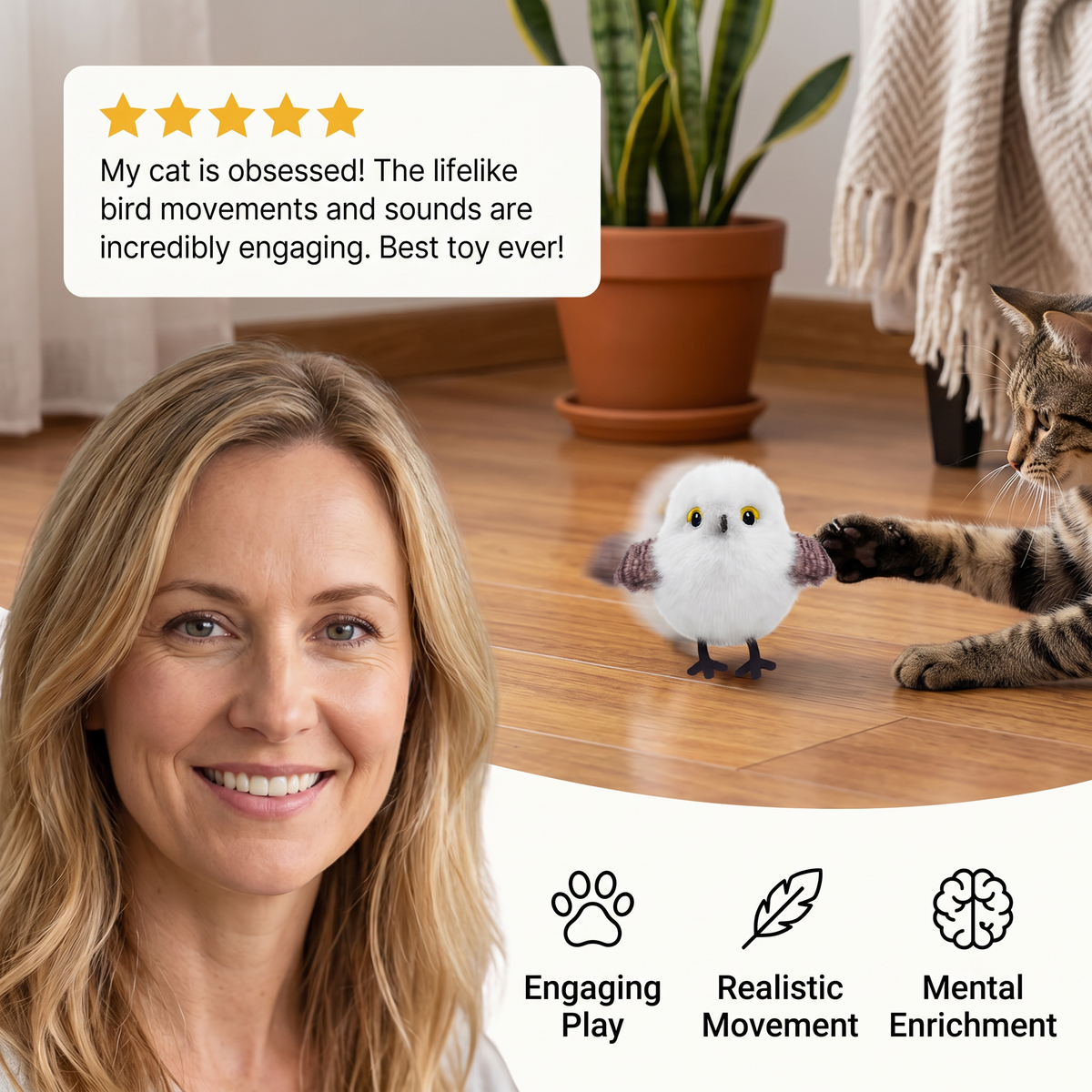 Interactive Bird Cat Toy — Chirps & Flutters