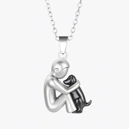 The Hug Pendant — Woman & Dog Necklace