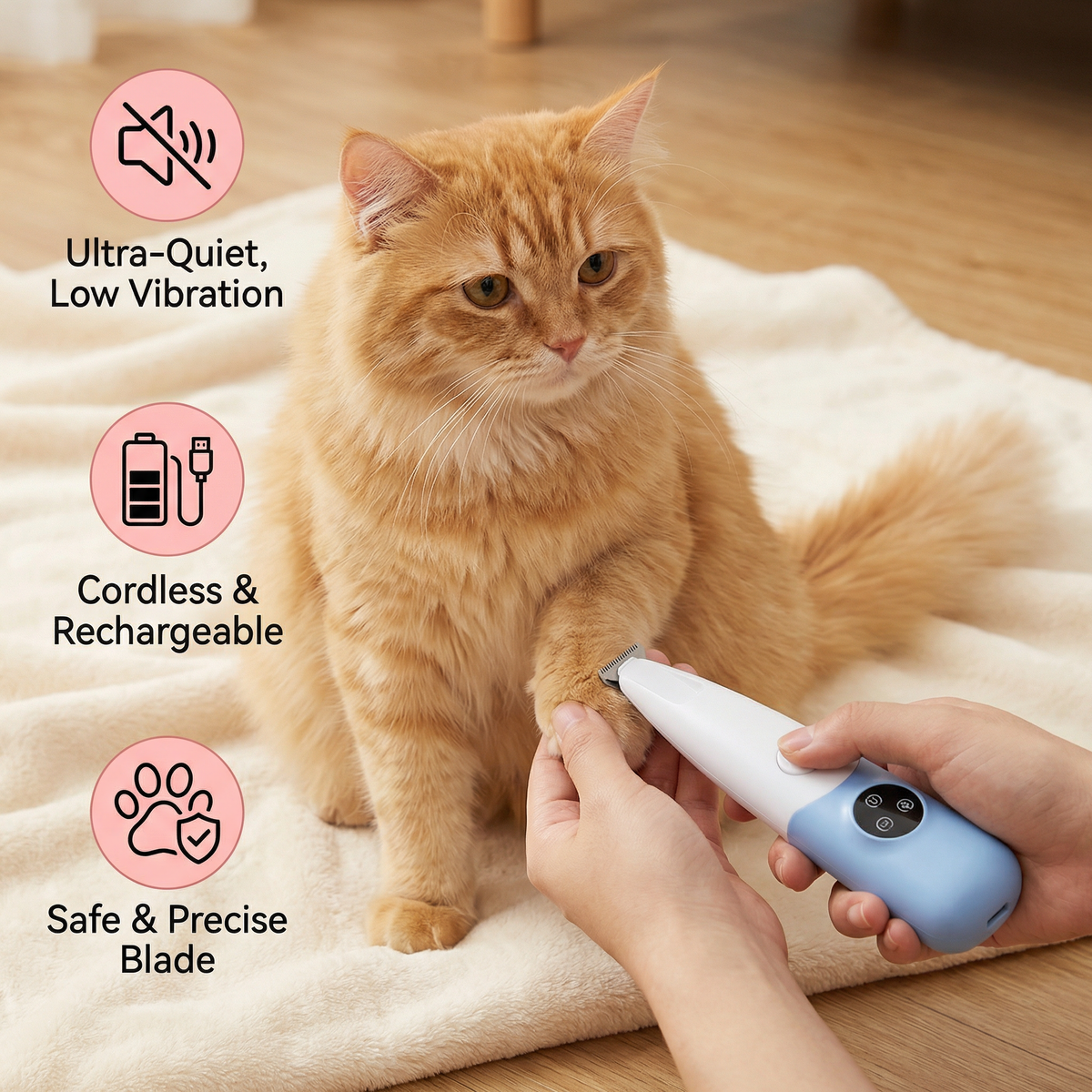 Pet Paw Trimmer – Quiet, Cordless Grooming Trimmer for Dogs & Cats