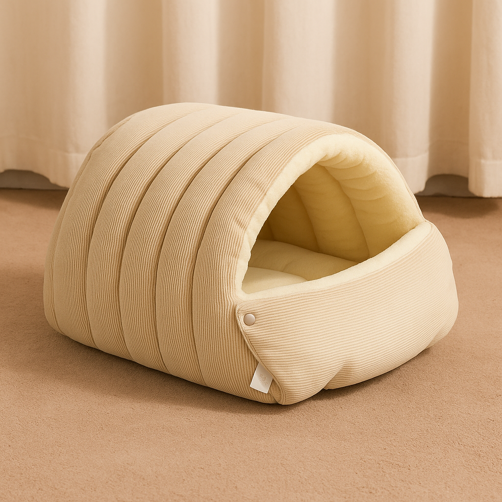 Calming Cat Cave Bed — Cozy Covered Hideaway