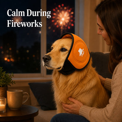Calming Dog Ear Muffs for Fireworks, Thunderstorms & Grooming - Soft Noise-Reducing Wrap to Help Ease Stress