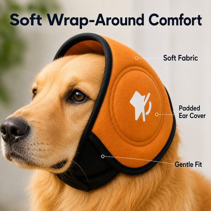 Calming Dog Ear Muffs for Fireworks, Thunderstorms & Grooming - Soft Noise-Reducing Wrap to Help Ease Stress